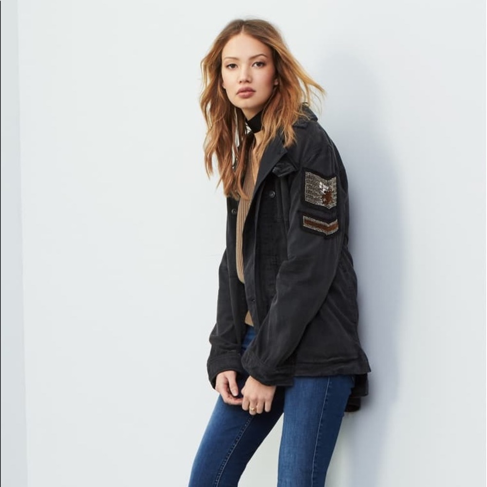 Free People Embellished Military Shirt Jacket.